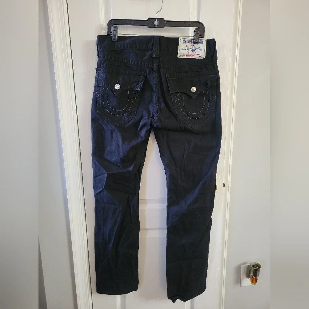 True Religion Section Straight Leg Jeans with Flap Pockets Black Size 32 Waist